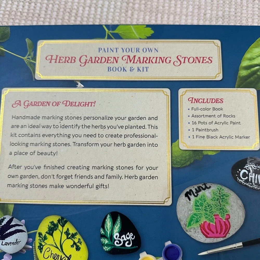 Mud Puddle Paint Your Own Herb Garden Marking Stones Book‎ & Kit New